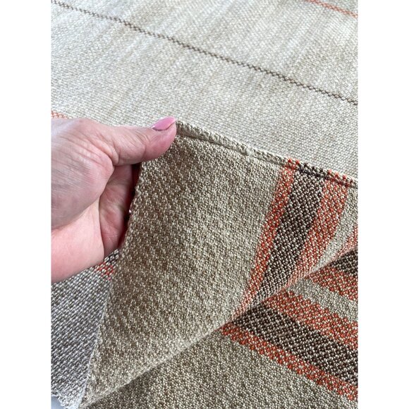 Vintage 80s tablecloth, beige brown and orange, thick woven, rectangular table - Picture 5 of 8